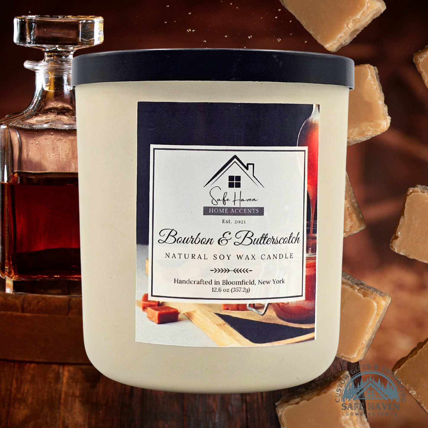Bourbon & Butterscotch Natural Soy Wax Candle
