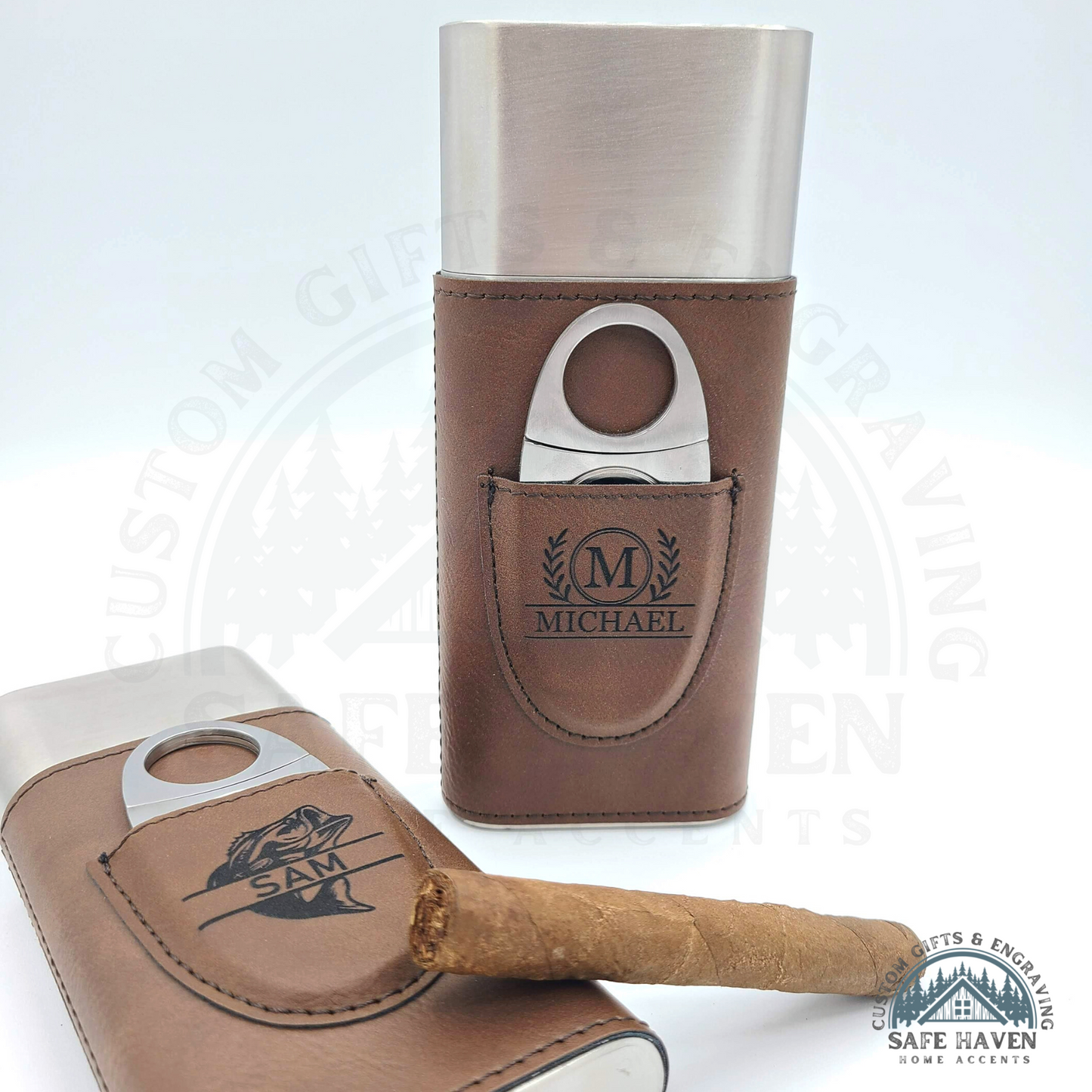 Leatherette Cigar Case with Cutter