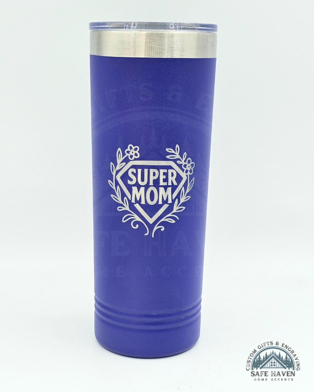 "Super Mom" 22 oz Stainless Steel Insulated Skinny Tumbler