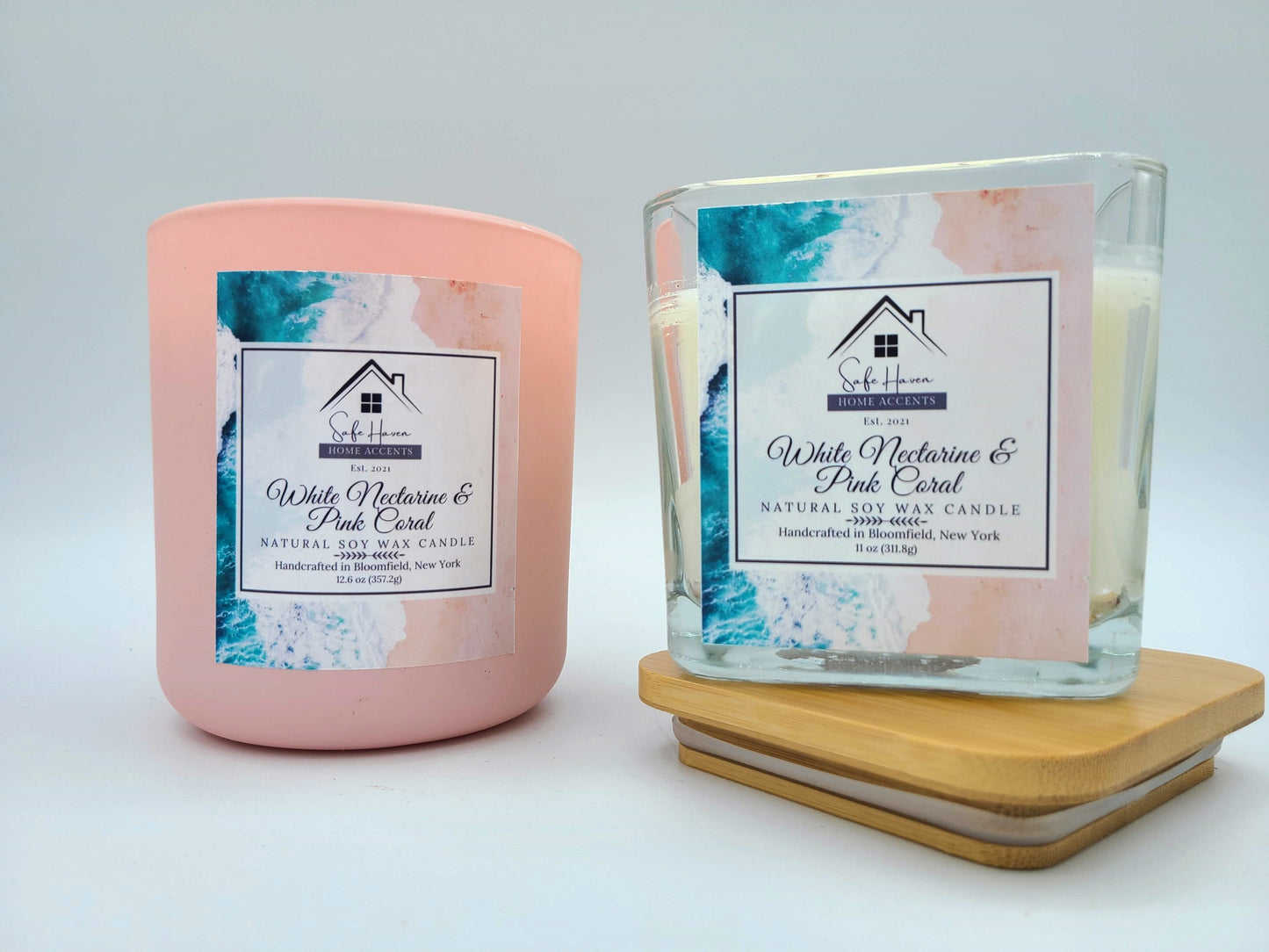 White Nectarine & Pink Coral Natural Soy Wax Candle