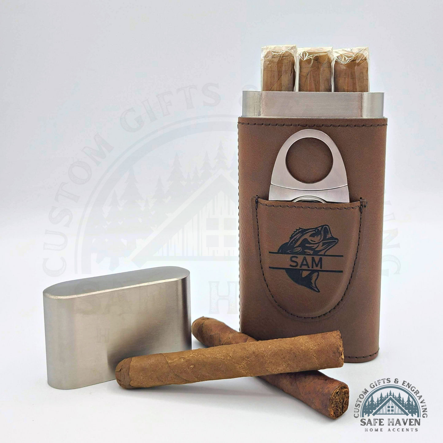 Leatherette Cigar Case with Cutter